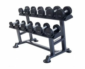 Physical Company Rubber Dumbbell Sets With Saddle Racks - 6, 10, 12, 15 & 20 Pair Sets