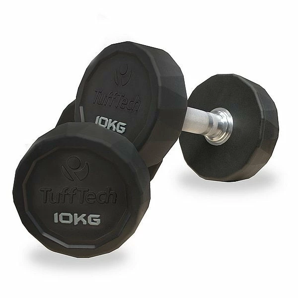 Physical Company Rubber Dumbbell Sets With Saddle Racks - 6, 10, 12, 15 & 20 Pair Sets