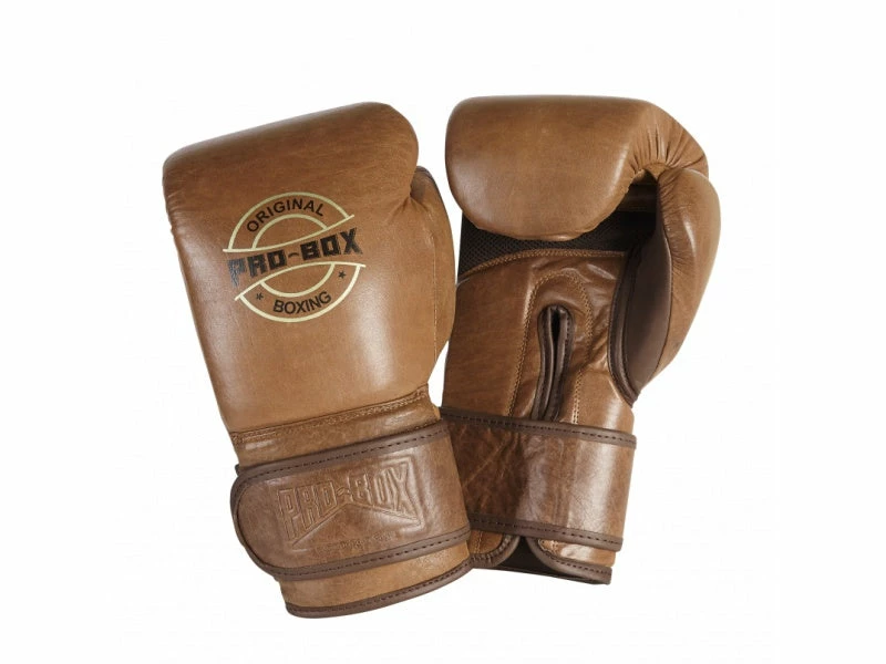 Pro Box ORIGINAL VINTAGE TAN BOXING GLOVES - 10, 12, 14 Or 16oz