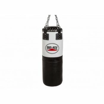 Pro Box BLACK/WHITE LEATHER HEAVY PUNCHBAG 3FT
