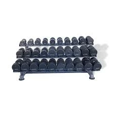 Physical Company Rubber Dumbbell Sets With Saddle Racks - 6, 10, 12, 15 & 20 Pair Sets