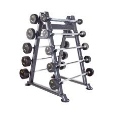 Physical Company 10 Pair PU Barbell Set With Rack (10 - 45kg)