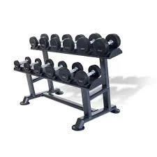 Physical Company PU Dumbbell Sets With Saddle Racks - 6, 10, 12, 16, 20 Pair Options (1-70kg)
