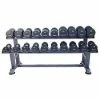 Physical Company Rubber Dumbbell Sets With Saddle Racks - 6, 10, 12, 15 & 20 Pair Sets